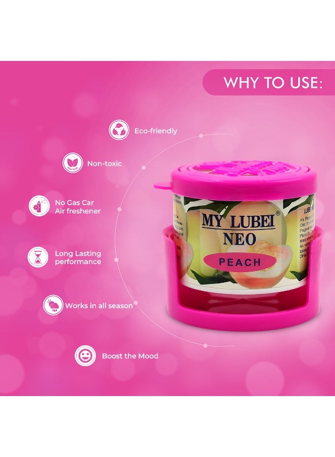 مجموعة معطر جو للسيارة برائحة الخوخ مكونة من 4 قطع - جل صلب يدوم طويلاً لإزالة الروائح الكريهة في السيارة والمنزل والمكتب - غير سام، صديق للبيئة، برائحة الخوخ المنعشة مع حامل - Image 3